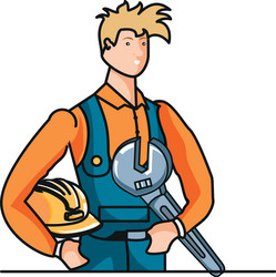 builder constructor worker with wrench key vector image