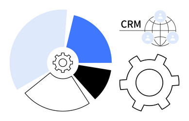 crm process concept with pie chart and gear vector image