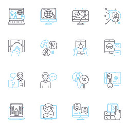 Sales technique linear icons set persuasion vector