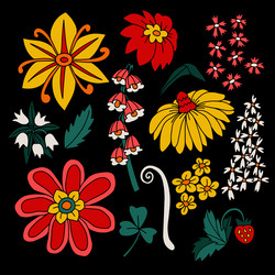 simple flowers in hippie style isolated Vector Image