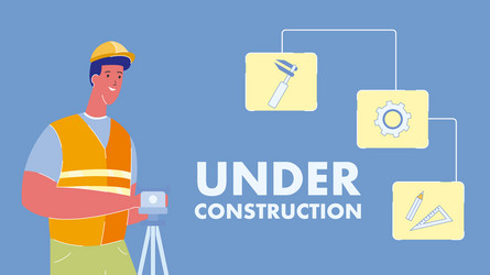 Under construction web banner with text vector