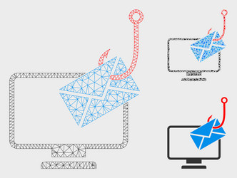 Computer mail phishing mesh carcass model vector