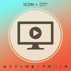 computer with play button icon vector image