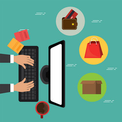hands working in the desktop computer vector image