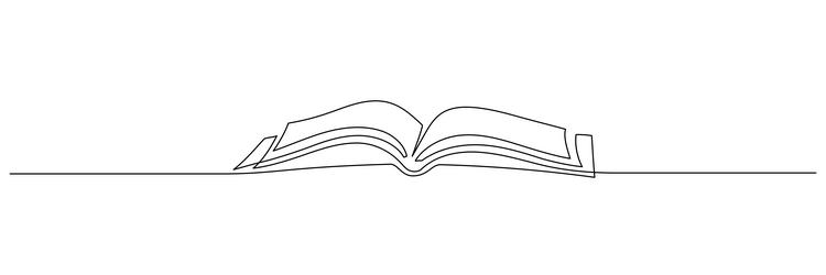 one continuous line drawing of opened book vector image