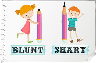 Opposite adjectives with blunt and sharp Vector Image