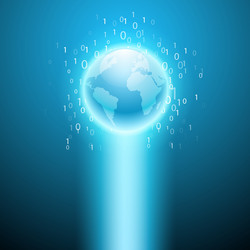 stream of binary code to the globe vector image