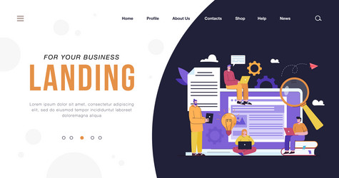 tiny content writers creating web articles vector image