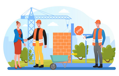 Bridge under construction building work process Vector Image