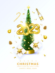 Merry christmas and happy new year 2023 vector