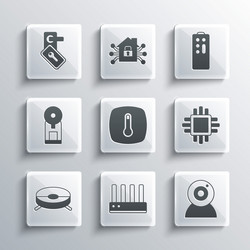 set router and wi-fi signal web camera processor vector image