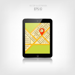 Tablet Navigation with Map Background vector image