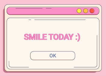 y2k computer open window with cheerful text retro vector image