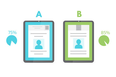 a-b comparison split testing concept vector