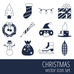 Black and white christmas icons set Royalty Free Vector