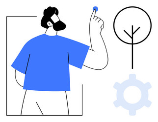 man pointing at idea with simple tree vector image