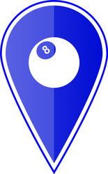 Blue map pointer with billiards ball vector