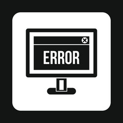 monitor error icon simple style vector image