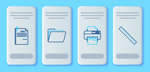 set line document folder printer file vector image