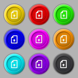 export upload file icon sign symbol on nine round vector image