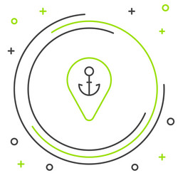 line map pointer with anchor icon isolated vector image