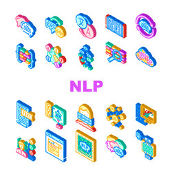 natural language processing nlp icons set vector image