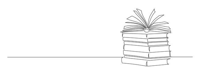 one continuous line drawing of stack books vector image