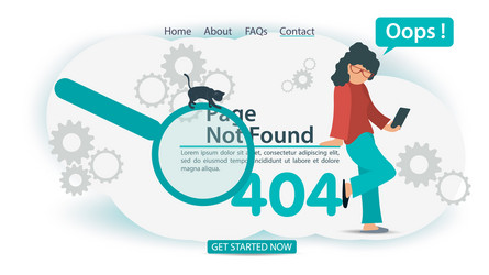 oops 404 error page not found banner internet vector image
