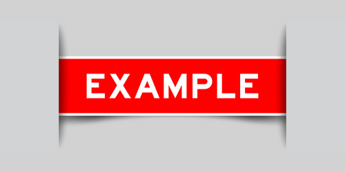 red color square label sticker with word example vector image