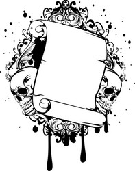 Skull with Scroll and Parchment vector image