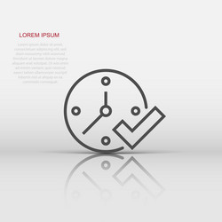 Clock check mark icon in flat style timer vector