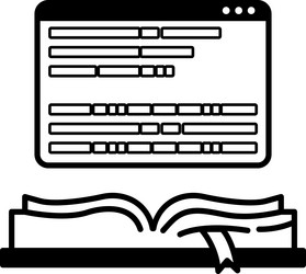 computer monitor with a book open on the right vector image