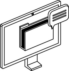 computer with folder documents files and speech vector image