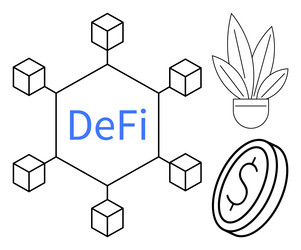 decentralized finance defi concept with blockchain vector image