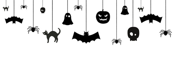 halloween bunting flags isolated white background vector