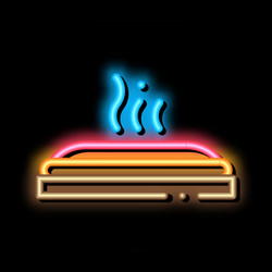 Hot pizza neon glow icon vector