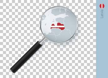 latvia map with flag in magnifying glass vector image
