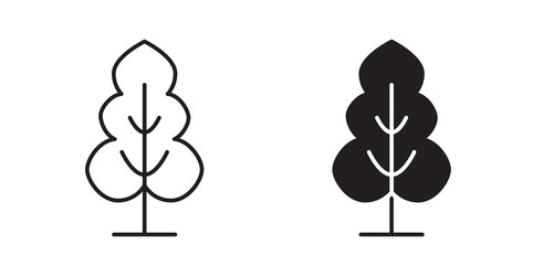 tree free icon set in thin line for web vector image