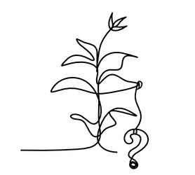 abstract sprout with question mark as line vector image