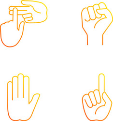 Hand gestures gradient linear icons set vector