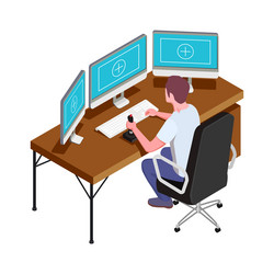 Drone Operation with Multiple Monitors vector image