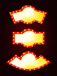 isolated set of mirror with bulb frame vector image