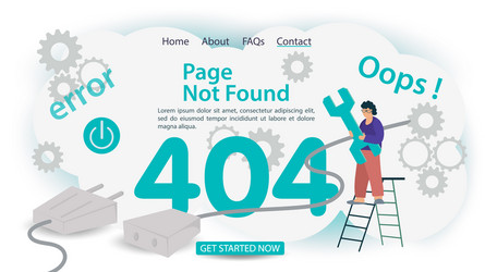 oops 404 error page not found banner internet vector image