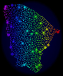 polygonal network colorful mesh map of ceara state vector image