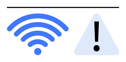 wireless signal with alert triangle indicating vector image