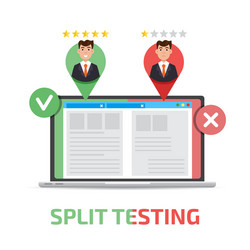 a-b comparison split testing concept with computer vector image