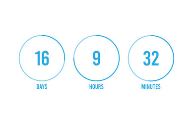count timer icon emblem of hours left in flat vector image