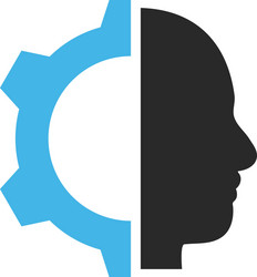 Cyborg gear flat pictograph Royalty Free Vector Image