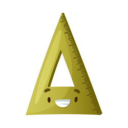 funny triangular ruler as school item with smiling vector image
