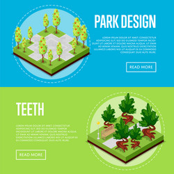 Park landscape design isometric posters Royalty Free Vector